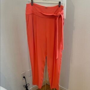 Diane Von Furstenberg Vibrant Coral Tie Waist Pants
